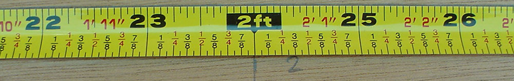 Tape measure , flexómetro en pulgadas y fracciones
